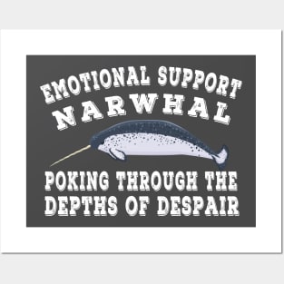 Emotional Support Narwhal Poking Through Depths Of Despair Design Posters and Art